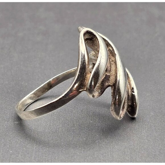 VTG Sterling Silver +925 Sculptural Swirl Ring Size 8 Abstract Wave 4.47g - Picture 4 of 9